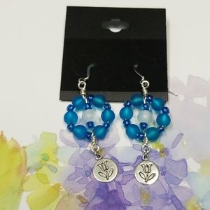 Sterling Silver Flower Shape Dangle Earrings!